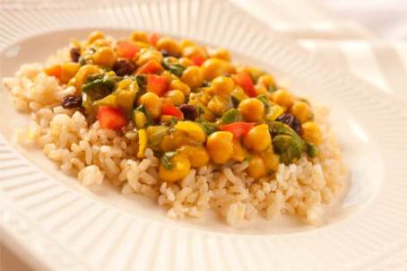 Not quite mine but similar. See: http://www.ag.ndsu.edu/foodwise/recipes/beans/chickpea-and-spinach-curry