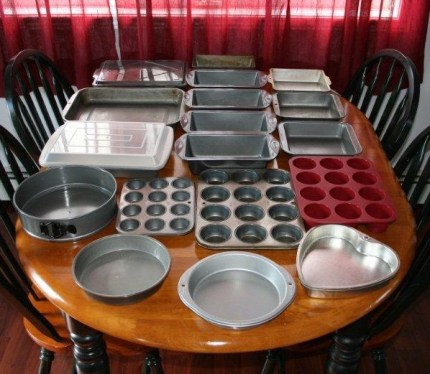 Most of my bakeware except cookie sheets, pie plates and cooling racks... 