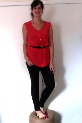 Author Elizabeth Cline, dressed in a combination of local, sustainable, designer and thrifted clothes (Source: thegoodcloset.tumblr.com)