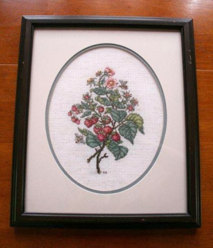 The most detailed cross-stitch I've made - raspberries -  note the year: 1990!