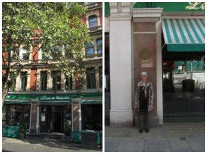 Here I am at 84 Charing Cross Road (now a restaurant)