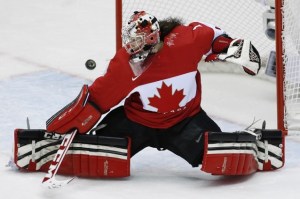 Tending your goals is hard work! Photo of Shannon Szabados by AP.