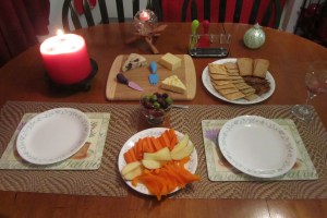 Our usual NYE nibbles. Next year we have vowed to upgrade the Corelle plates :) 