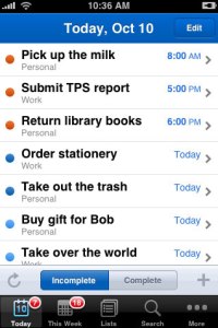 Typical List app - Remember the Milk