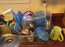 Clean dishes on draining rack