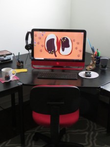 PC with cat wallpaper