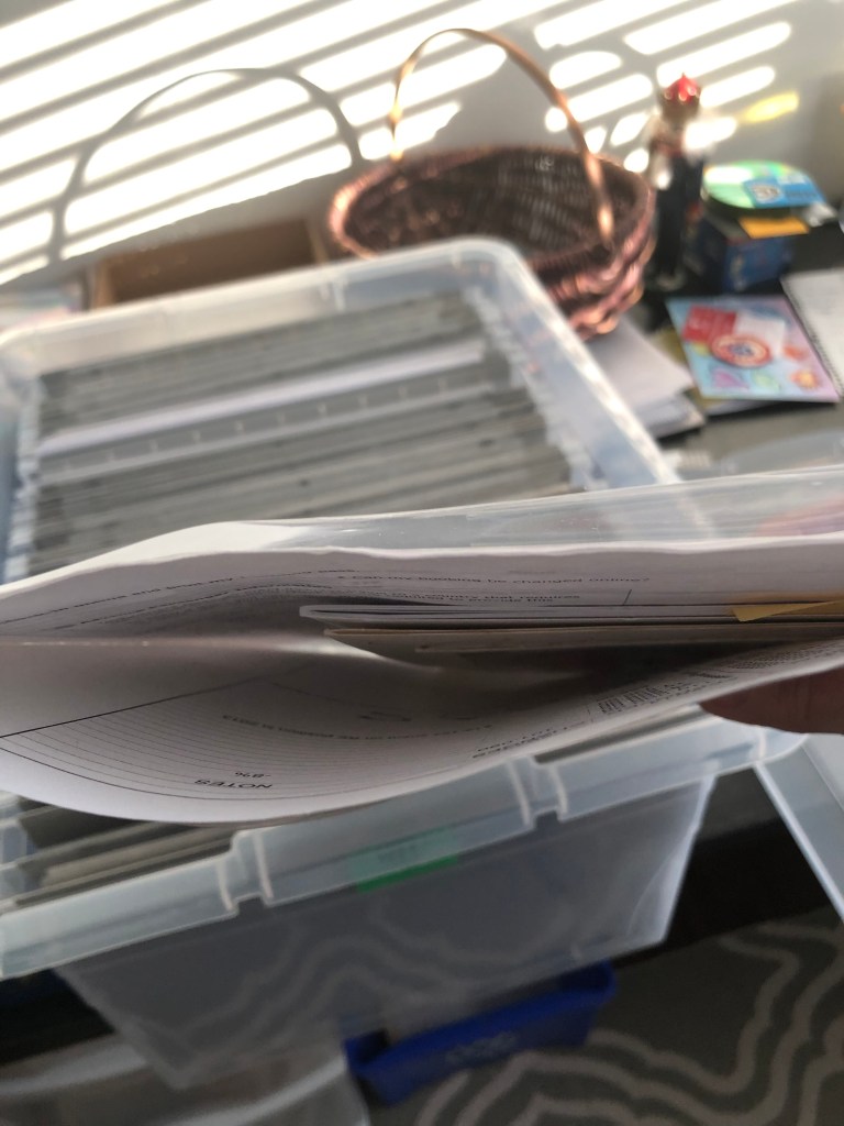 Plastic sheet protector full of papers